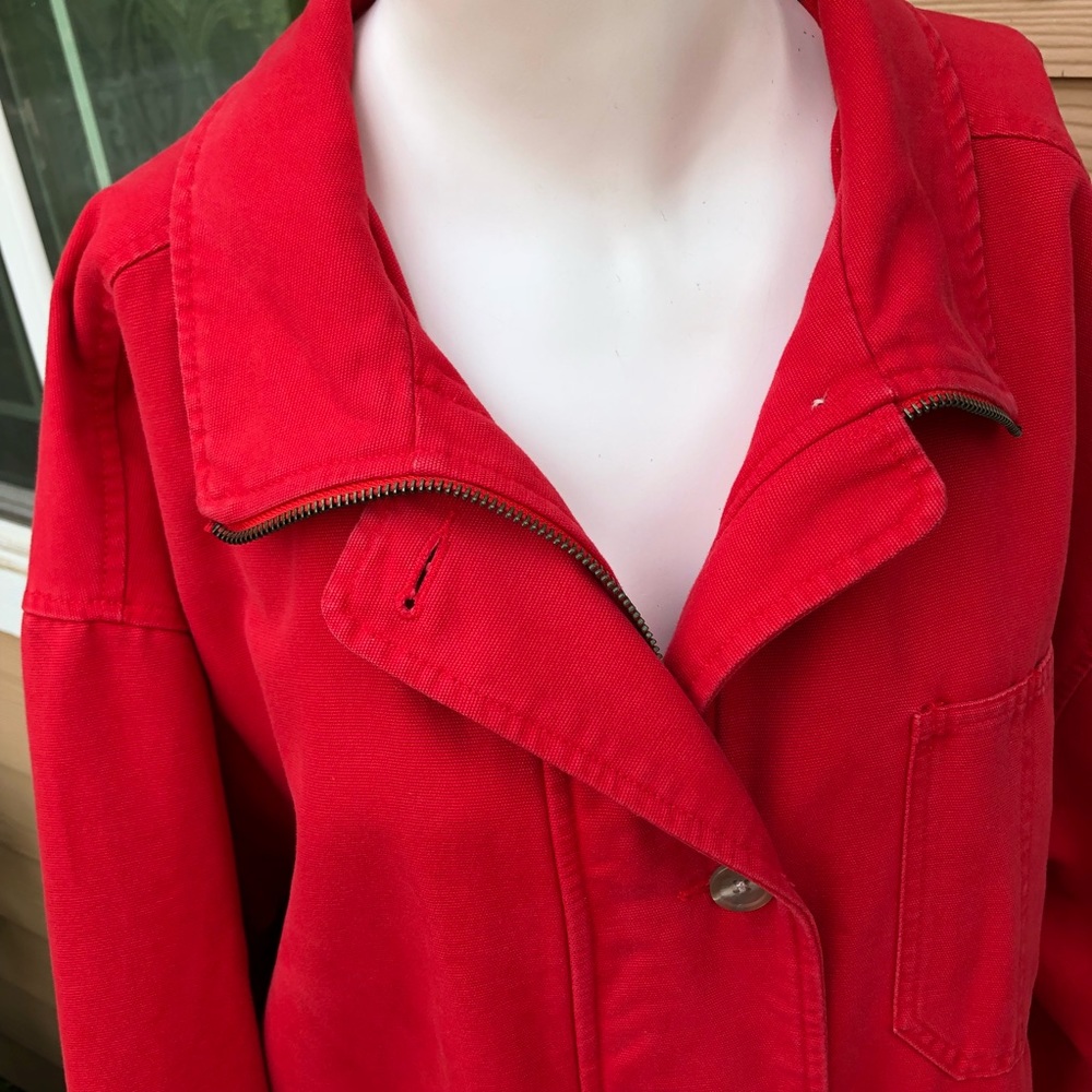 Eddie Bauer oversized zip up red coat - Picture 2 of 7
